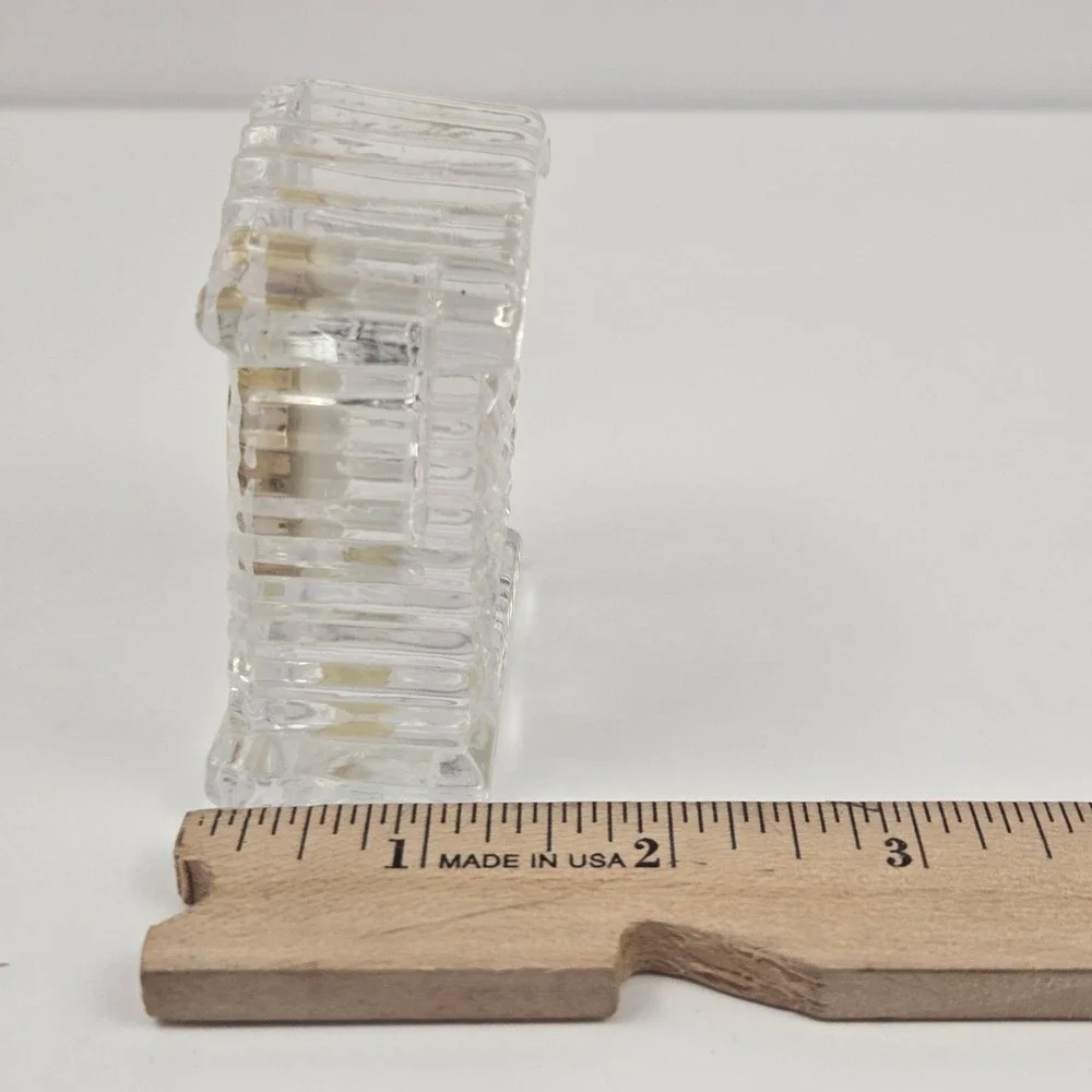 Vintage 24% Lead Crystal Miniature Mantel Clock Quartz Japan Movt Gold Tone Trim